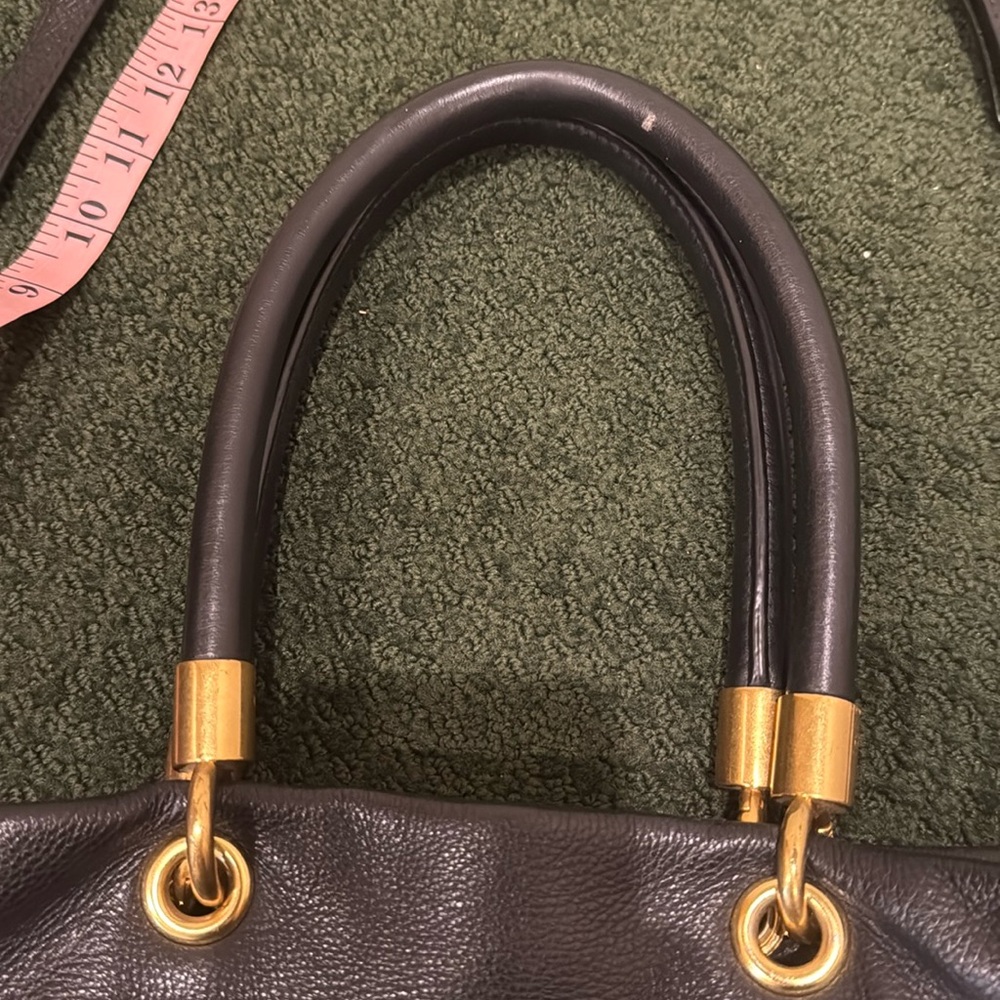 Marc Jacobs Pebbled Leather Double Handles Zipper Satchel Shoulder crossbody - Picture 5 of 17